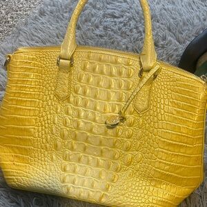 Brahmin Yellow Croc-Embossed Satchel